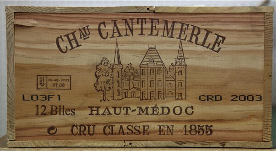 Twelve bottles of Chateau Cantemerle 2003,